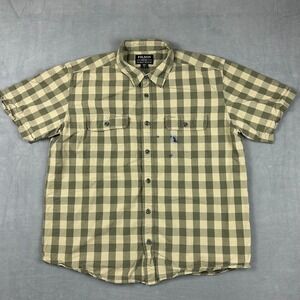 CC‎ Filson Shirt Mens XL Outdoors Short Sleeve Plaid Kitsap Work Green Button Up